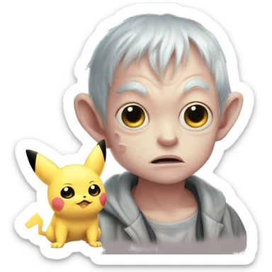 Gollum Jigglypuff sniffing Pikachu   sticker