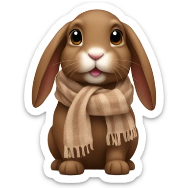 Brown lop bunny with a scarf sticker