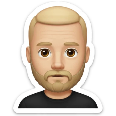 Bearded bald blonde man black shirt sticker