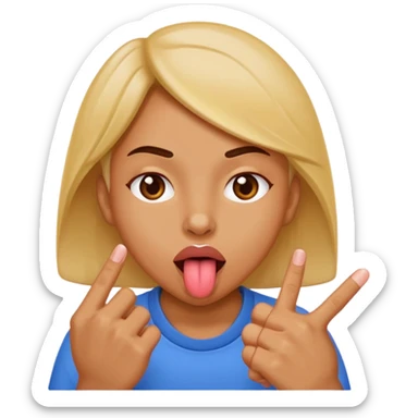 Tongue out to the side, pinching fingers sticker