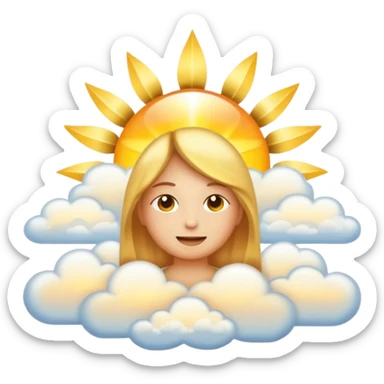 "Create a warm emoji representing morning spiritual awakening. Golden sunrise rays, soft light beams, peaceful clouds, or spiritual symbols like crosses, crescents, or light. No human figures - focus on light, warmth, and divine energy." sticker