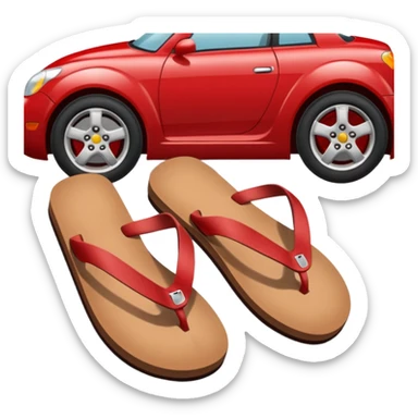 flipflops on car pedals sticker