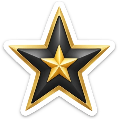 Black star in golden circle sticker