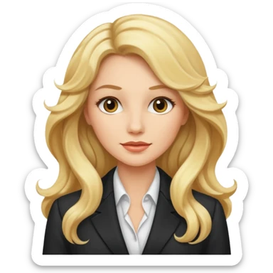 elegant female boss with long blonde wavy hair sticker