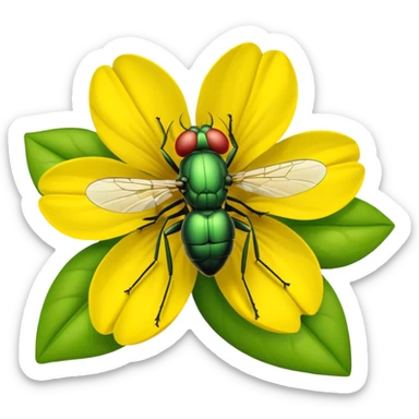 
fly on flower sticker