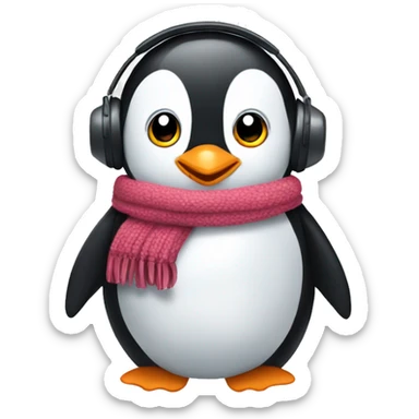 Penguin wear earmuffs and a scarf  sticker