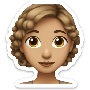 Una chica, cabello lizo, color castaño, piel blanca, ojos color café clarito  sticker
