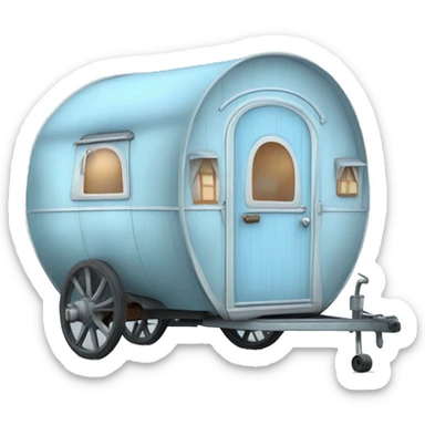 Realistic light blue vintage round gypsy caravan wagon camper sticker