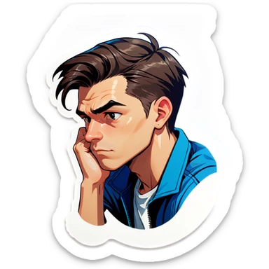contemplative young man portrait sticker