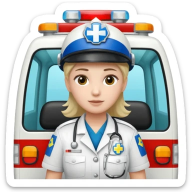 an ambulance driven by peluche sticker