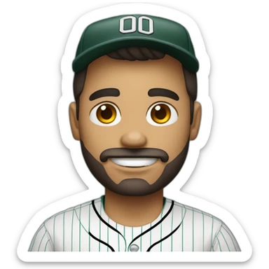 Hombre sin cabello con perilla jugando baseball sticker