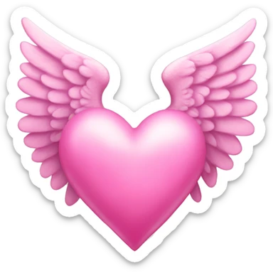 winged celestial pink heart sticker