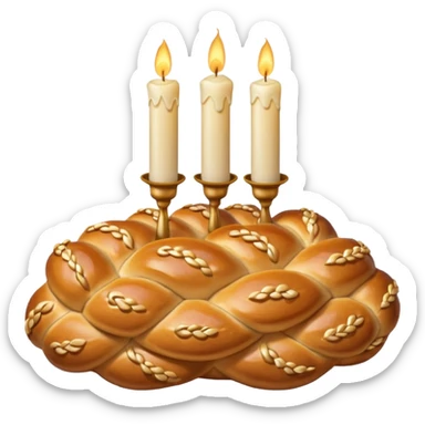 Shabbat two pale beige candles and hala bread  sticker