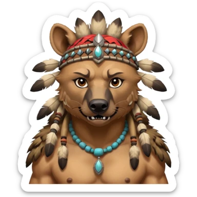A native strong buff hyena with war bonnet  sticker