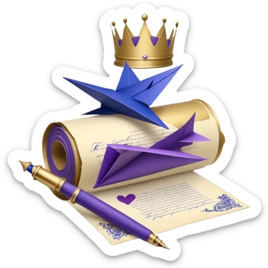 Create 10–15 playful Telegram stickers for “Royal Paper” featuring paper, printing tools, and royal colors. Stickers should be clear without text and fun. sticker