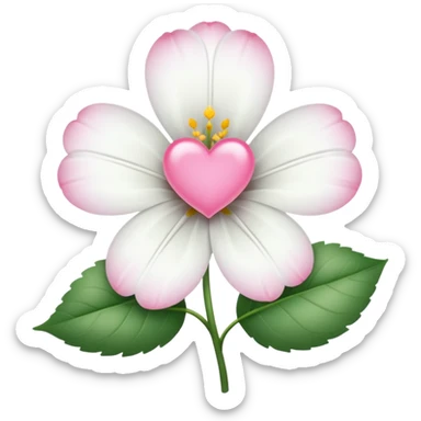 clear white leaf flower with mini pink heart center sticker