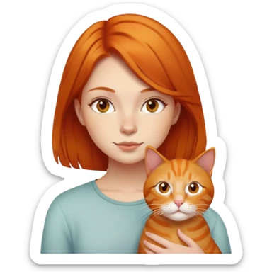 girl with ginger hair and orange cat sticker