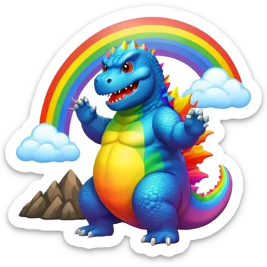 godzilla pooping rainbow sticker