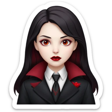 female vampire with coat long collars with tie sticker