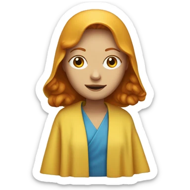 Ginger woman with blue eyes in yellow robes sticker