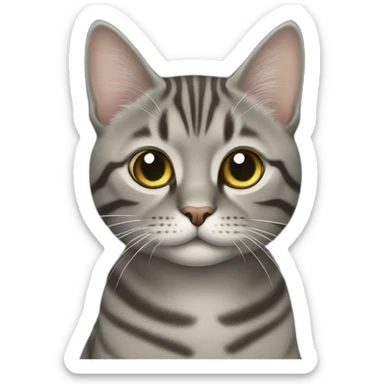 Un chat tabby gris avec une petite queue sticker