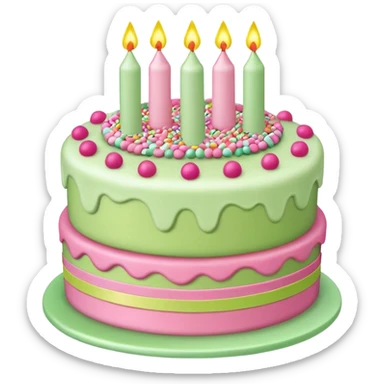 light green and pink birthday cake sticker