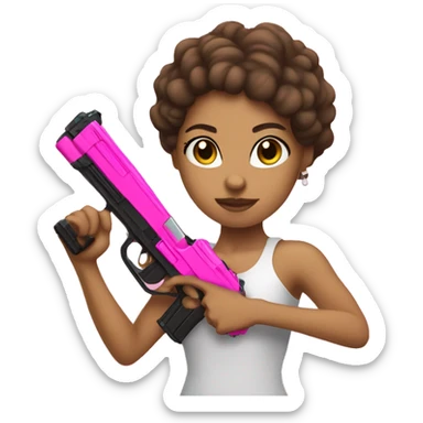 lightskin girl holding a pink gun sticker