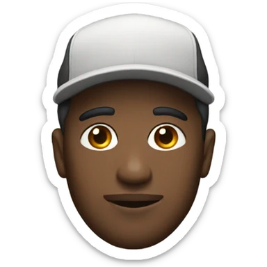 male portrait with backwards hat sticker