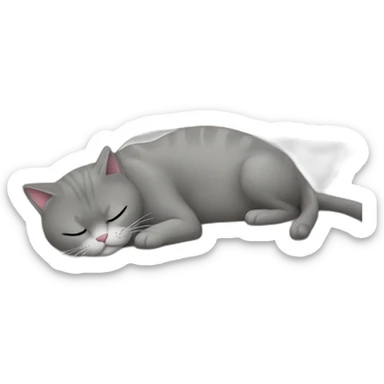 Chat gris clair qui dort sur un lit sticker