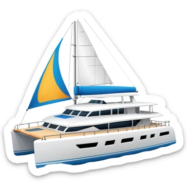 A catamaran with a white background. No wording or lettering on the boat  sticker