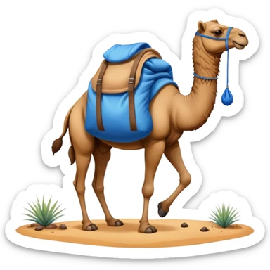 camel with a blue sack with spices on his back sticker