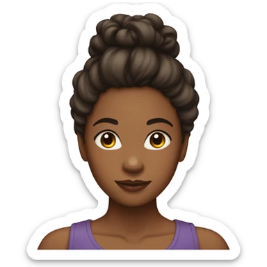 medium dark-skin girl with curly hair put up in a bun sticker