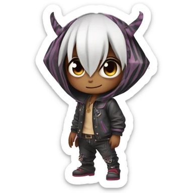 an edgy cute kawaii vernid-fionbri with splash patterns full body sticker