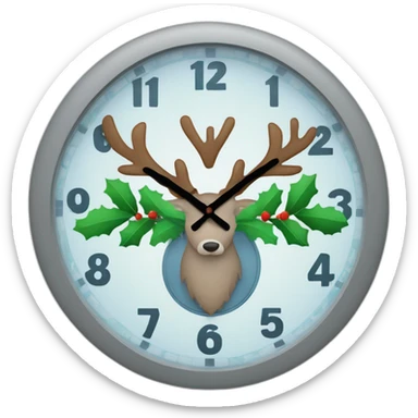 christmas clock with the word fresco in the center in blue, green, gray and with a reindeer sticker