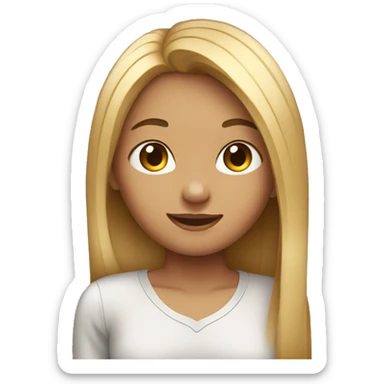 Girl with waist length straight hair over her shoulder  sticker