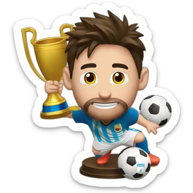 Leonel messi festejando con la copa del mundo de futbol sticker