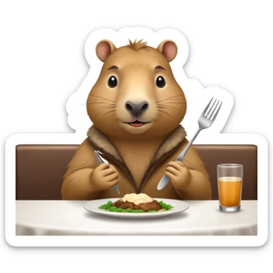 capibara  at a restaurant table sticker