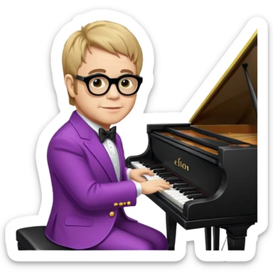 Elton John playing piano sticker