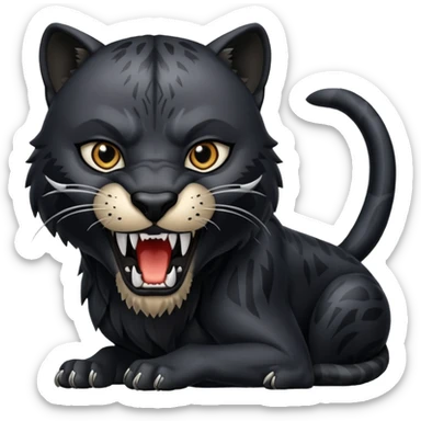 A black panther biting a wolf sticker
