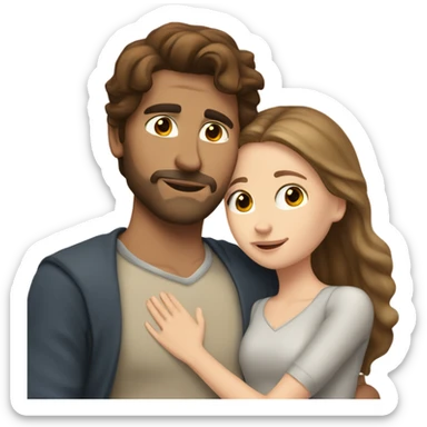 white girl with brown hair hugging light brown spanish man  sticker