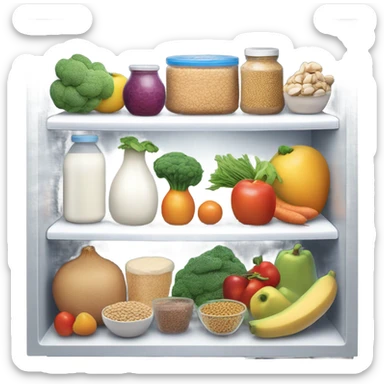 fridge with healthy food sticker