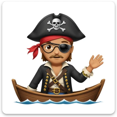 pirate with eye sailing a ship in strom sea background sticker