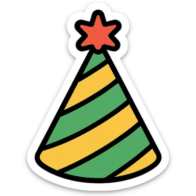simple festive party hat color icon sticker