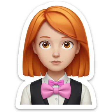 In A Clash Of Clans Aesthetic orange hair woman with pink bowtie sticker