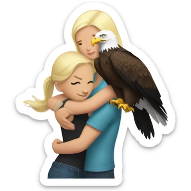 A bald eagle with a blonde girl in its talons  sticker