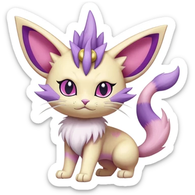 Meowth-Espeon-Skitty-Pokémon-Fakémon-hybrid-creature (full body) sticker