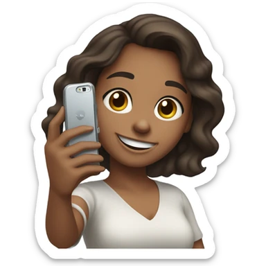 Brunette Girl taking selfie with her phone sticker