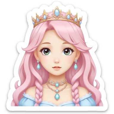 Gorgeous beautiful pretty anime princess lady, accessories, jewelries, pastelcore, cottagecore, fairycore, elegant sticker