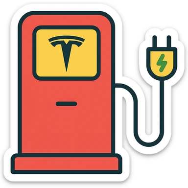 Tesla charging station, clean, green energy theme sticker
