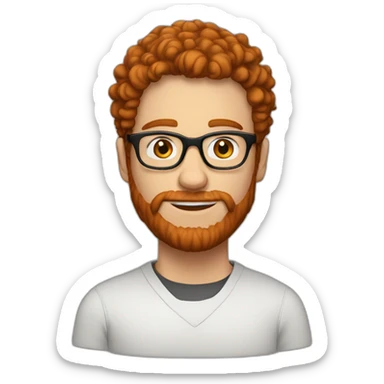 man. around 25. redhead. curly hair. with beard and glasses sticker